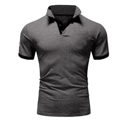 JEKE-DG Men's Slim Fit Color Matching Polo Shirt Lightweight Soft Golf Lapel T Shirt Casual Solid Short Sleeve T-Shirts (Dark Grey Black,XL)