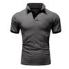 JEKE-DG Men's Slim Fit Color Matching Polo Shirt Lightweight Soft Golf Lapel T Shirt Casual Solid Short Sleeve T-Shirts (Dark Grey Black,XL) view 1