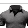 JEKE-DG Men's Slim Fit Color Matching Polo Shirt Lightweight Soft Golf Lapel T Shirt Casual Solid Short Sleeve T-Shirts (Dark Grey Black,XL) view 3
