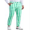 Lars Amadeus Green White Gingham Plaid Pants for Men's Flat Front Trousers Business Tartan Dress Pants 28 view 1