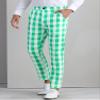 Lars Amadeus Green White Gingham Plaid Pants for Men's Flat Front Trousers Business Tartan Dress Pants 28 view 2