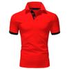 Men's Slim Fit Color Matching Polo Shirt Lightweight Soft Golf Lapel T Shirt Casual Solid Short Sleeve T-Shirts (Red,L) view 1