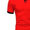 Men's Slim Fit Color Matching Polo Shirt Lightweight Soft Golf Lapel T Shirt Casual Solid Short Sleeve T-Shirts (Red,L) view 2