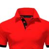 Men's Slim Fit Color Matching Polo Shirt Lightweight Soft Golf Lapel T Shirt Casual Solid Short Sleeve T-Shirts (Red,L) view 3