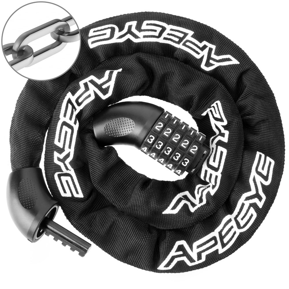 APECYC Bike Locks Heavy Duty Anti Theft, 5 Digit Combination Bike Chain Lock, 4FT Security Bicycle Lock Hardened Steel Square Chains for Bicycle, E-Bike, Motorcycle, Scooter, Gate