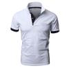 JEKE-DG Men's Slim Fit Color Matching Polo Shirt Lightweight Soft Golf Lapel T Shirt Casual Solid Short Sleeve T-Shirts (White,XXL) view 1