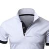 JEKE-DG Men's Slim Fit Color Matching Polo Shirt Lightweight Soft Golf Lapel T Shirt Casual Solid Short Sleeve T-Shirts (White,XXL) view 3