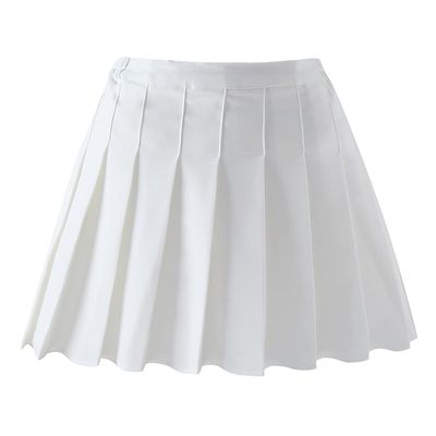 Nileafes Little Kid Pleated Tennis Skirt with Short Girl Athletic Uniform Skorts Sport Golf Cheer Skirts Size 110 (3-4 Years,139-White)