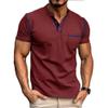3 Pack Henley Shirt for Men Front Placket Short Sleeve Summer Tops Casual Button Cotton T-Shirt with Pocket (Grey2/Green2/Red,M) view 2