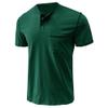 3 Pack Henley Shirt for Men Front Placket Short Sleeve Summer Tops Casual Button Cotton T-Shirt with Pocket (Grey2/Green2/Red,M) view 3