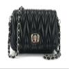 Esimileeya Black Quilted Shoulder Purses for Women Trendy with Silver Chain Strap Black Small Crossbody Bags with Woven Hand Carry Strap Clutch Purses for Women Going Out Bags Evening Handbag view 1