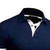 JEKE-DG Men's Slim Fit Color Matching Polo Shirt Lightweight Soft Golf Lapel T Shirt Casual Solid Short Sleeve T-Shirts (Navy Blue White,6XL) view 3