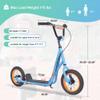Kick Scooter for Ages 6+,Kid, Teens & Adults. Max Load 175 LBS. Lightweight, 12IN Big Wheels for Kids, Teen and Adults,Widened Non-Slip Footboard (Blue) view 3