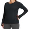 baleaf Women's Fleece Shirts Thermal Tops Long Sleeve Zipper Pocket Brushed Fabric Comfy Soft Warm Base Layer Cold Wearther Gear Thumbholes Black S view 1