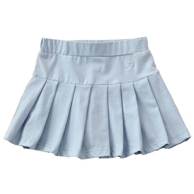 Nileafes Little Girl Pleated Tennis Skirt with Short Kid Athletic Uniform Skorts Sport Golf Cheer Heart Pattern Skirts Size 130 (5-6 Years,137-Blue)