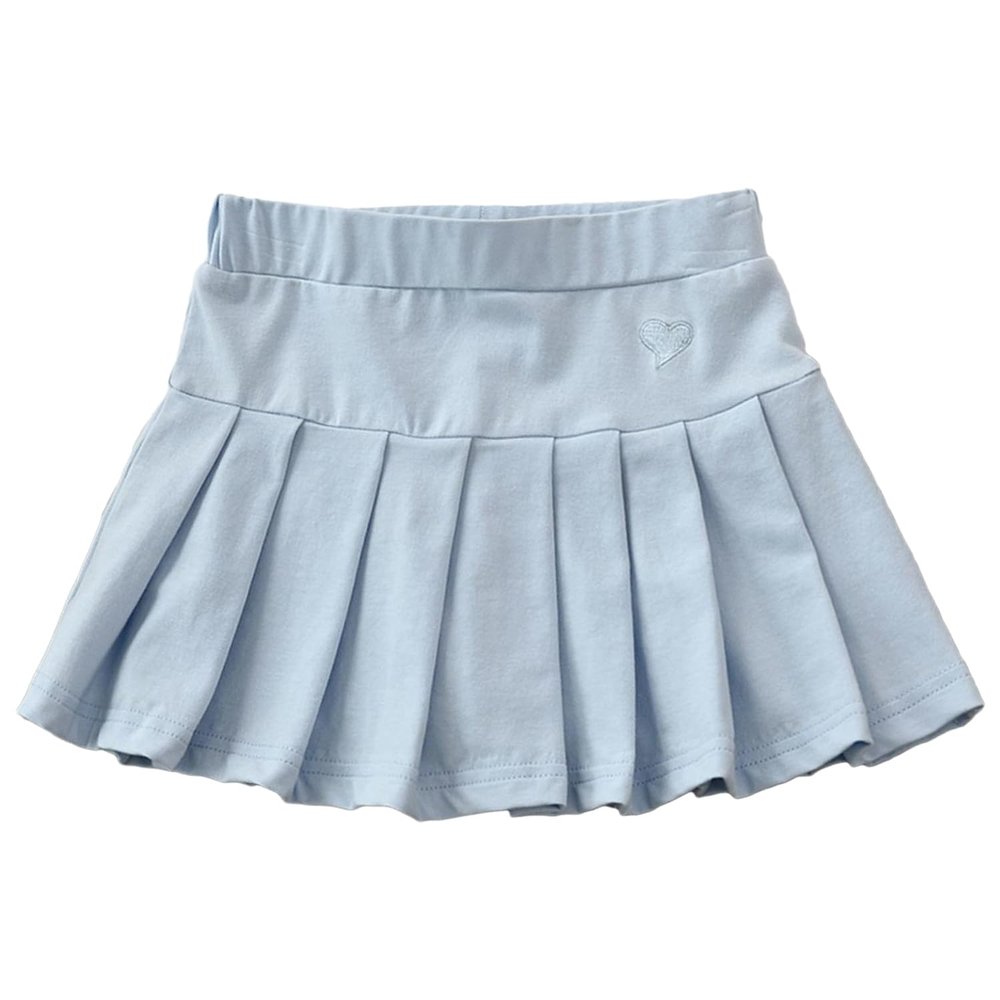 Nileafes Little Girl Pleated Tennis Skirt with Short Kid Athletic Uniform Skorts Sport Golf Cheer Heart Pattern Skirts Size 130 (5-6 Years,137-Blue)