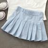Nileafes Little Girl Pleated Tennis Skirt with Short Kid Athletic Uniform Skorts Sport Golf Cheer Heart Pattern Skirts Size 130 (5-6 Years,137-Blue) view 2