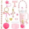 XIANGYUAN 11PCS Cup Accessories for Stanley, Straw Cover Cap for 30oz or 40oz, Including Water Bottle Handle Strap, Boot, Decorative Chains, Personalized Sticker view 1