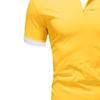 JEKE-DG Men's Slim Fit Color Matching Polo Shirt Lightweight Soft Golf Lapel T Shirt Casual Solid Short Sleeve T-Shirts (Yellow,4XL) view 2