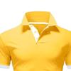 JEKE-DG Men's Slim Fit Color Matching Polo Shirt Lightweight Soft Golf Lapel T Shirt Casual Solid Short Sleeve T-Shirts (Yellow,4XL) view 3