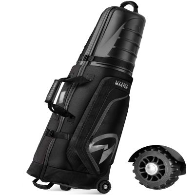OutdoorMaster Golf Travel Bags for Airlines with Wheels and Hard Case Top, Protect Golf Clubs, Lightweight and Easy to Maneuver, Upgrade Version, Rock Black