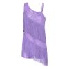 Sinleey Kids Girls Shiny Tassel Latin Dance Dress Sleeveless Salsa Tango Jazz Samba Ballroom Dance Fringe Dress Lavender A 14 Years view 1