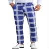 Lars Amadeus Plaid Dress Pants for Men's Flat Front Chino Contrasting Colors Business Tartan Trousers 38 Navy Blue view 1