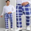 Lars Amadeus Plaid Dress Pants for Men's Flat Front Chino Contrasting Colors Business Tartan Trousers 38 Navy Blue view 4