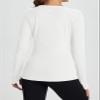 baleaf Women's Fleece Shirts Thermal Tops Long Sleeve Zipper Pocket Brushed Fabric Comfy Soft Warm Base Layer Cold Wearther Gear Thumbholes White L view 2