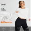baleaf Women's Fleece Shirts Thermal Tops Long Sleeve Zipper Pocket Brushed Fabric Comfy Soft Warm Base Layer Cold Wearther Gear Thumbholes White L view 4