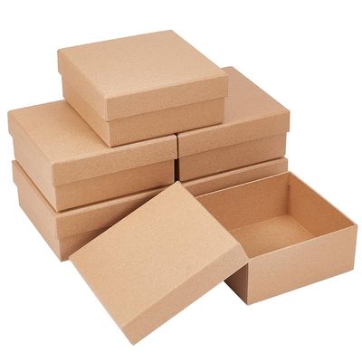 BENECREAT 6 Pack Kraft Paper Box, 5x5x2.2 Inch Jewelry Gift Boxes Cardboard Jewelry Boxes Kraft Case for Necklace Earring Storage, Wedding Christmas Party Favors