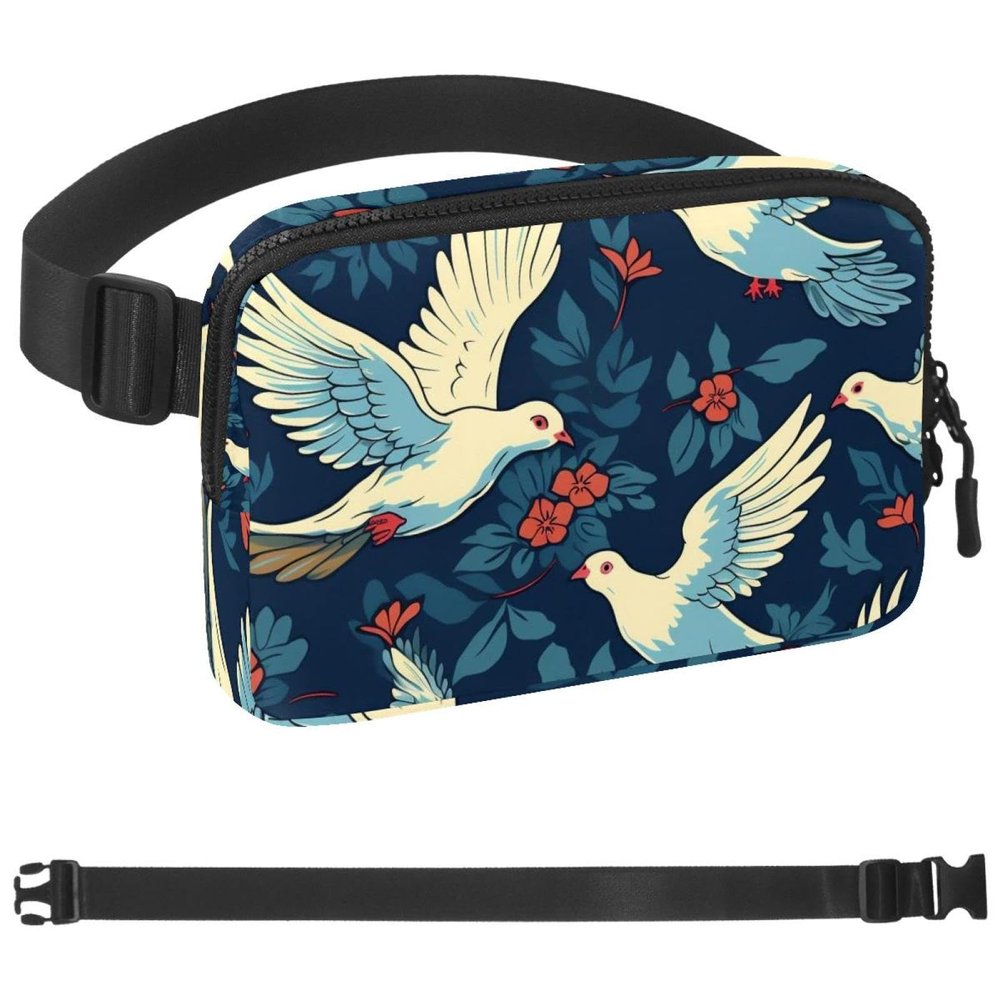 Red Flowers and White Doves-1769 Belt Bag for Men and Women Fanny Pack,Belt Bag with Adjustable Strap,Fashion Crossbody Everywhere Belt Bag for Travel Outdoors Running Hiking