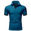 JEKE-DG Men's Slim Fit Color Matching Polo Shirt Lightweight Soft Golf Lapel T Shirt Casual Solid Short Sleeve T-Shirts (Dark Blue,S) view 1