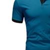JEKE-DG Men's Slim Fit Color Matching Polo Shirt Lightweight Soft Golf Lapel T Shirt Casual Solid Short Sleeve T-Shirts (Dark Blue,S) view 2