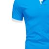 JEKE-DG Men's Slim Fit Color Matching Polo Shirt Lightweight Soft Golf Lapel T Shirt Casual Solid Short Sleeve T-Shirts (Blue White,XL) view 2