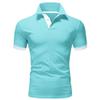 JEKE-DG Men's Slim Fit Color Matching Polo Shirt Lightweight Soft Golf Lapel T Shirt Casual Solid Short Sleeve T-Shirts (Cyan,M) view 1