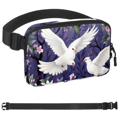 Pink Flower Peace Dove-1704 Unisex Style Fanny Pack: Fashion Waist Packs, Crossbody Bags Sport Slim Fashionable for Jogging Hiking Hiker Woman Man