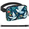 Green Leaf Flower Dove-1758 Unisex Style Fanny Pack: Fashion Waist Packs, Crossbody Bags Sport Slim Fashionable for Jogging Hiking Hiker Woman Man view 1