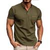 Men's Crew Neck Casual Pocket T-Shirt Button Front Lightweight Tees Classic Soft Short Sleeve Multipack T-Shirts (Army Green/Black,M) view 2