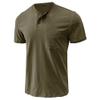 Men's Crew Neck Casual Pocket T-Shirt Button Front Lightweight Tees Classic Soft Short Sleeve Multipack T-Shirts (Army Green/Black,M) view 3