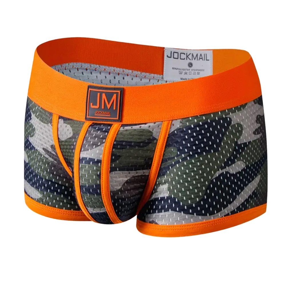 JOCKMAIL Mens Underwear Boxer Briefs Breathable Soft Moisture-Wicking Underwear for Men (US, Alpha, Large, Regular, Regular, Orange)