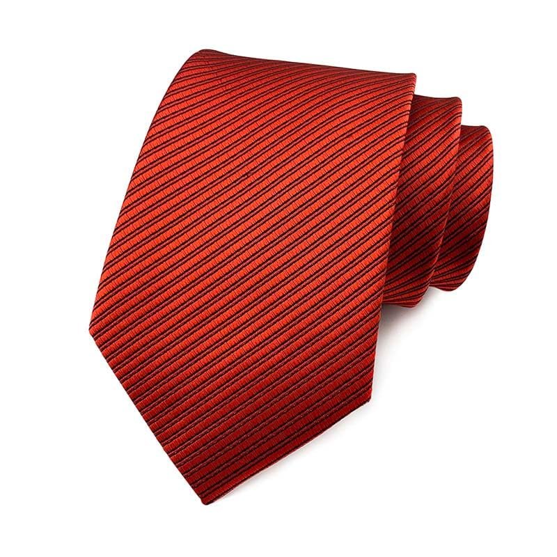 Geotae Zerun New Classic Solid Pailsey JACQUARD WOVEN Silk Men's Tie Necktie (Striped Red)