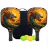 KUAVETO Carbon Fiber Pickleball Paddles Set, All The DIY Fun You can Have with Dragon-BL477 Pattern Custom Made Honeycomb Polymer Core- Includes 2 Paddles, 4 Balls, and a Carry Bag view 1