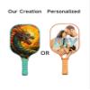 KUAVETO Carbon Fiber Pickleball Paddles Set, All The DIY Fun You can Have with Dragon-BL477 Pattern Custom Made Honeycomb Polymer Core- Includes 2 Paddles, 4 Balls, and a Carry Bag view 3