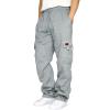 Mens Heavyweight Fleece Cargo Sweatpants Joggers Baggy Elastic Waist Drawstring Workout Pants with Pockets Winter A- Grey view 1