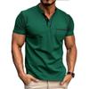 Men's Crew Neck Casual Pocket T-Shirt Button Front Lightweight Tees Classic Soft Short Sleeve Multipack T-Shirts (Grey1/Green2/Red,XXL) view 2