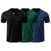 Men's Crew Neck Casual Pocket T-Shirt Button Front Lightweight Tees Classic Soft Short Sleeve Multipack T-Shirts (Black/Green2/Blue1,M) view 1
