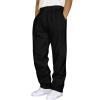Mens Heavyweight Fleece Cargo Sweatpants Joggers Baggy Elastic Waist Drawstring Workout Pants with Pockets Winter E- Black view 1