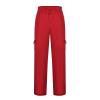 Mens Heavyweight Fleece Cargo Sweatpants Joggers Baggy Elastic Waist Drawstring Workout Pants with Pockets Winter A- Red view 2