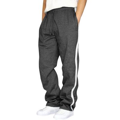 Mens Heavyweight Fleece Cargo Sweatpants Joggers Baggy Elastic Waist Drawstring Workout Pants with Pockets Winter